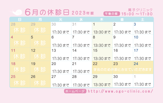 6月の診療予定