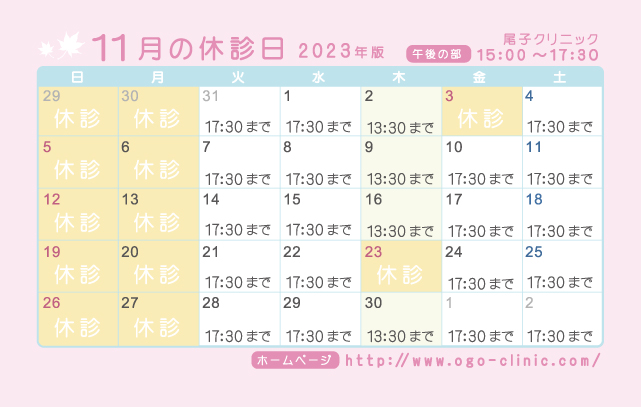 11月の診療予定