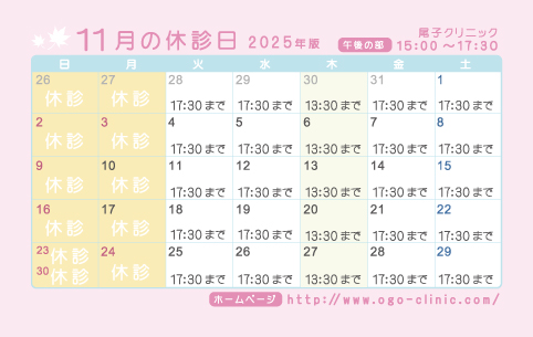 11月の診療予定
